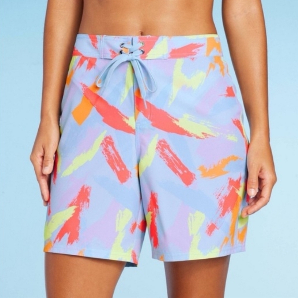NWT Wild Fable Women’s Brushstroke Swim Board Shorts M 8-10